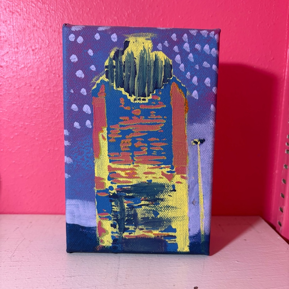 Houston Texas * Stencil Building Acrylic Paint Vibrant Urban Skyline Canvas Art